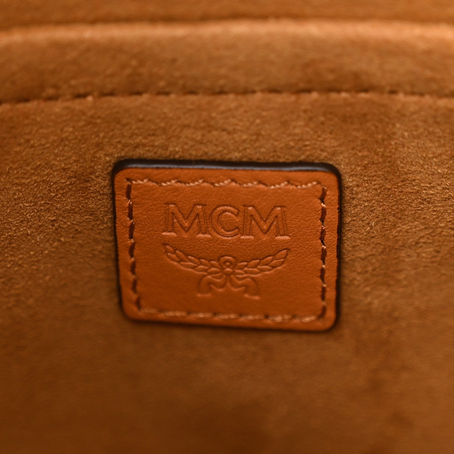 MCM Visetos Medium Dessau Drawstring Bucket Bag Cognac 6 of 10