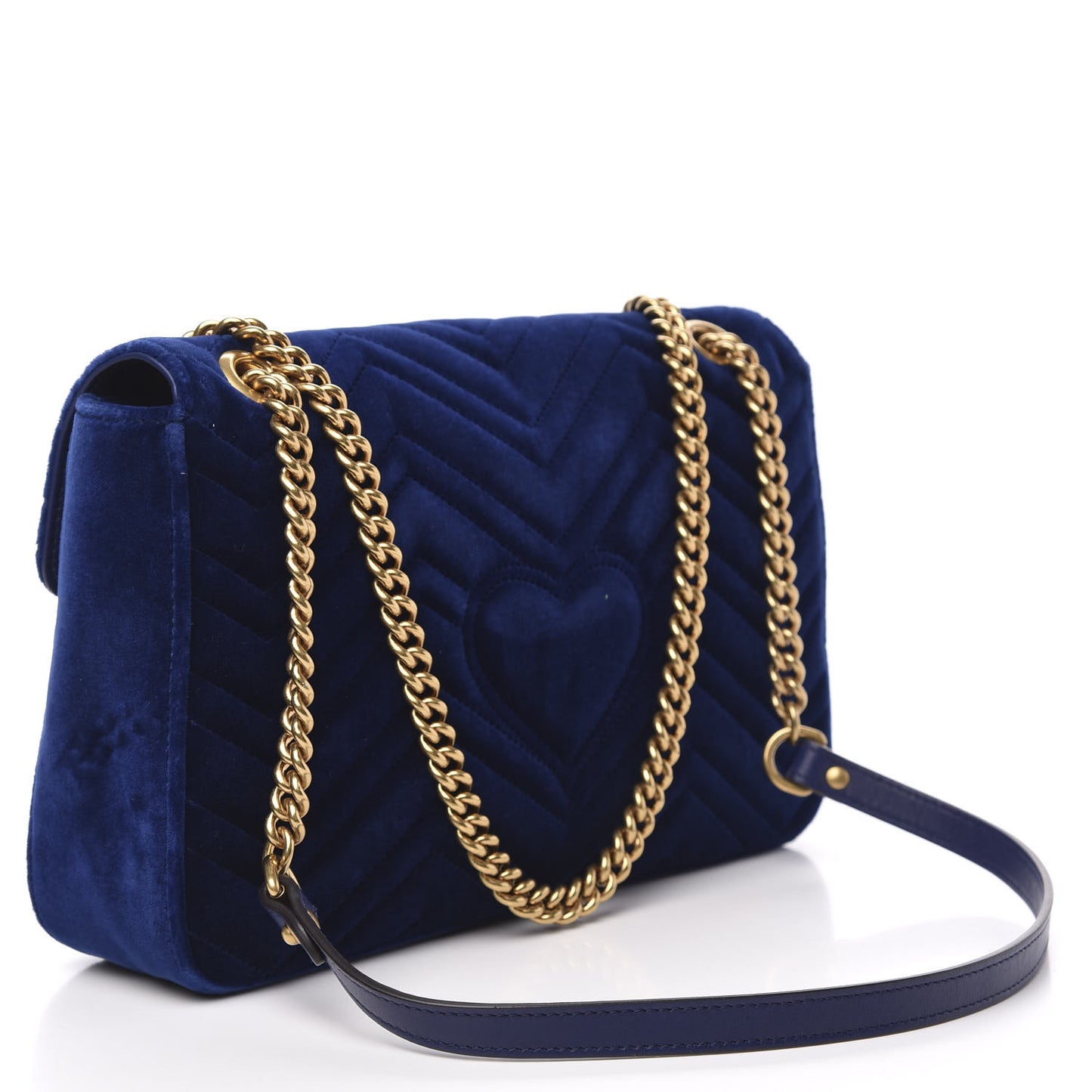 Velvet Matelasse Medium GG Marmont Shoulder Bag Cobalt Blue