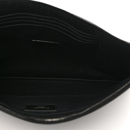 Saint Laurent Calfskin Crocodile Embossed Monogram Document Holder Black 5 of 8