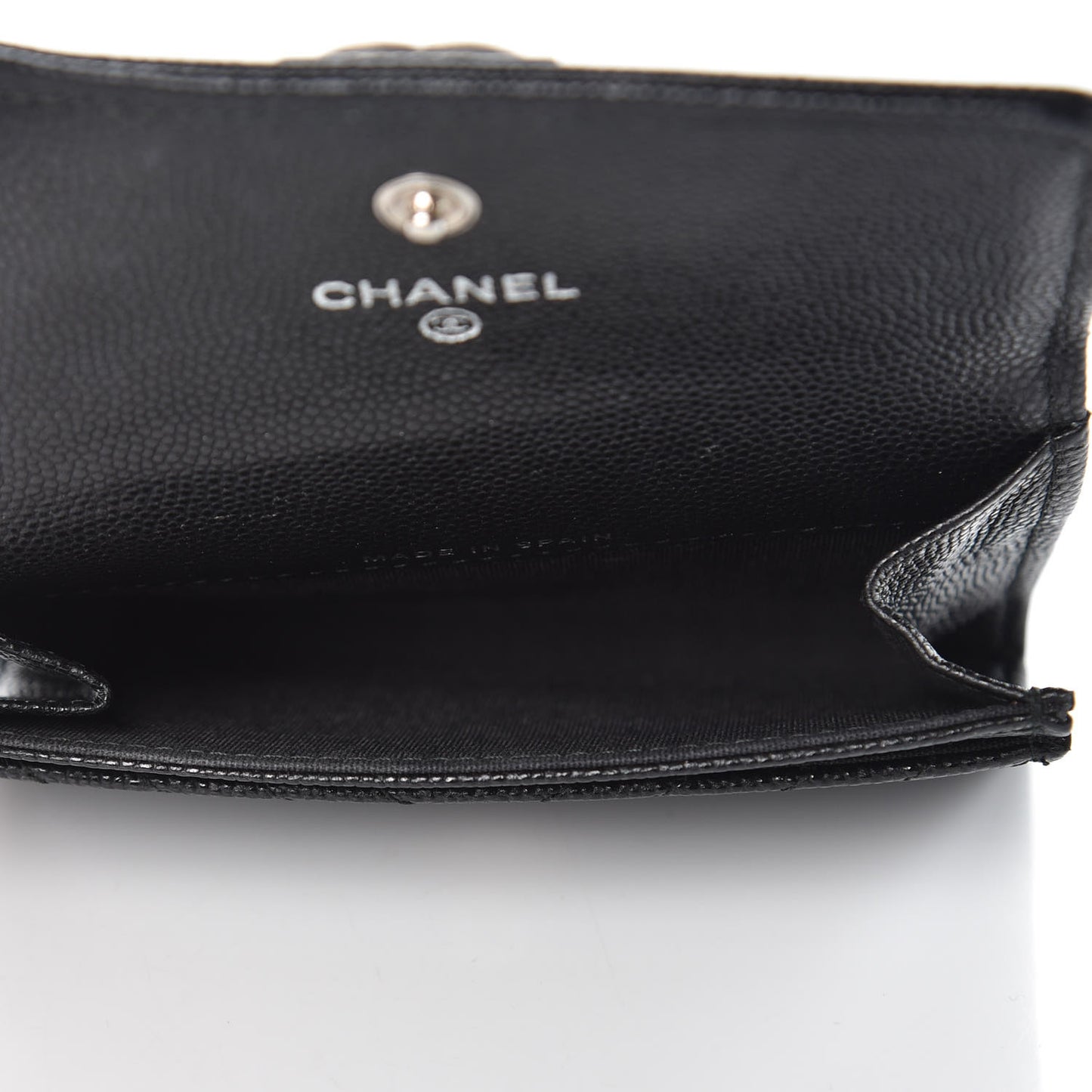 Caviar Chevron Quilted Boy Card Holder Wallet Black