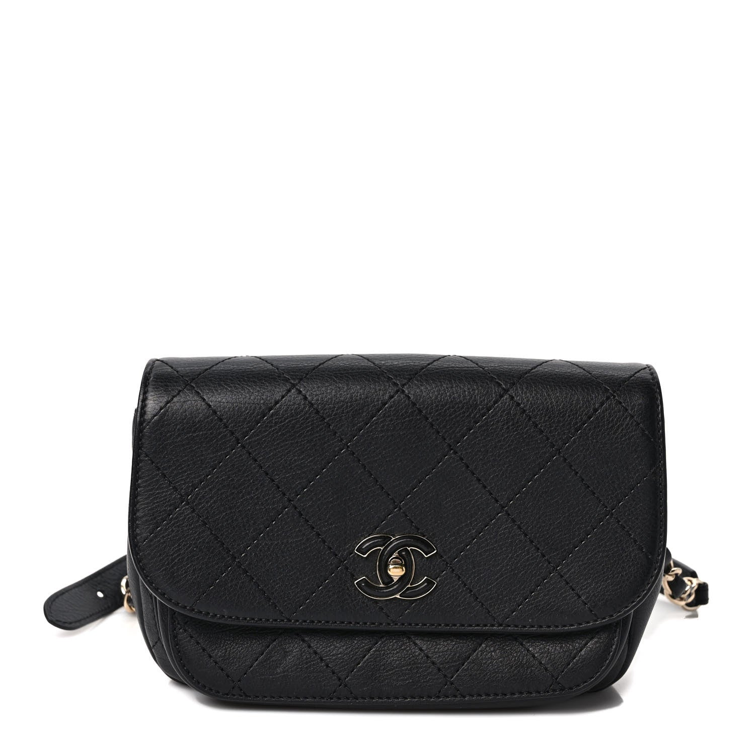 Chanel Calfskin Stitched Coco Curve Waist Bag Black 1 of 9