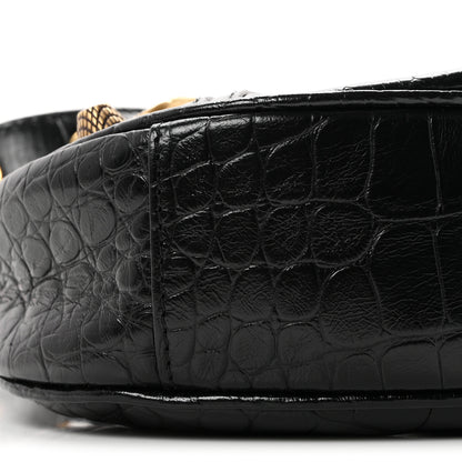 Balenciaga Extra Supple Calfskin Crocodile Embossed Le Cagole Shoulder Bag XS Black 10 of 11