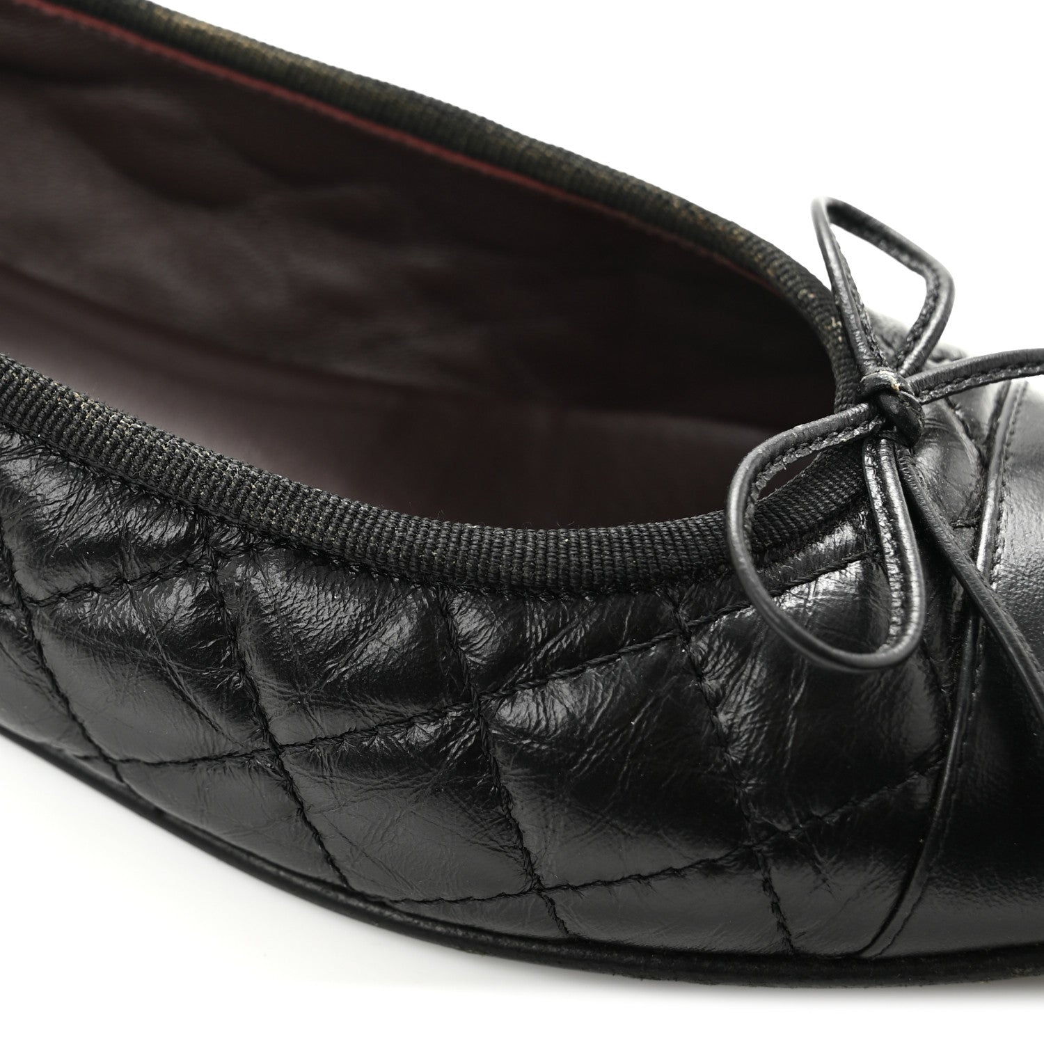 Chanel Aged Calfskin Quilted CC Cap Toe Ballerina Flats 37.5 Black 11 of 11