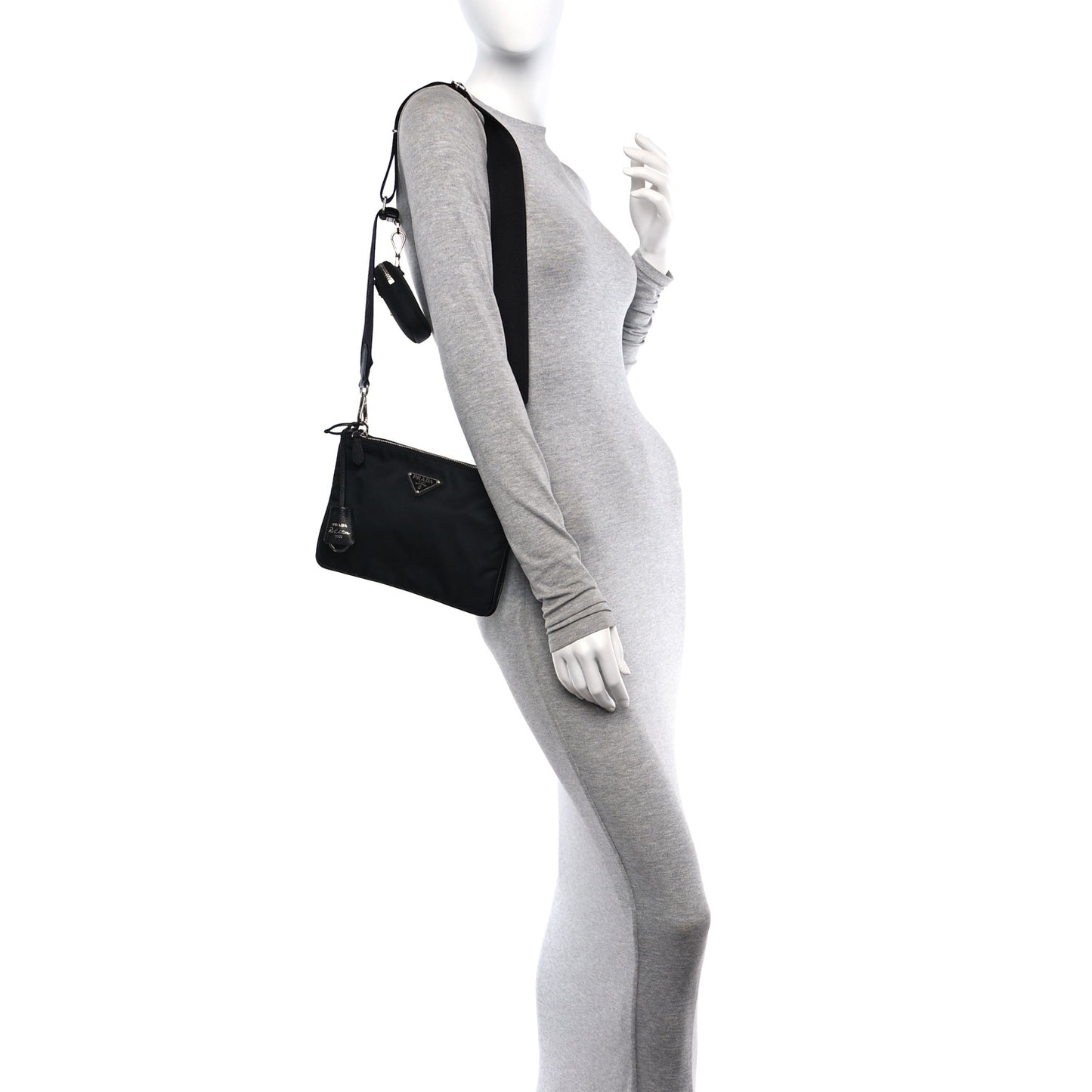 Re-Nylon Saffiano Re-Edition 2000 Double Zip Crossbody Bag Black