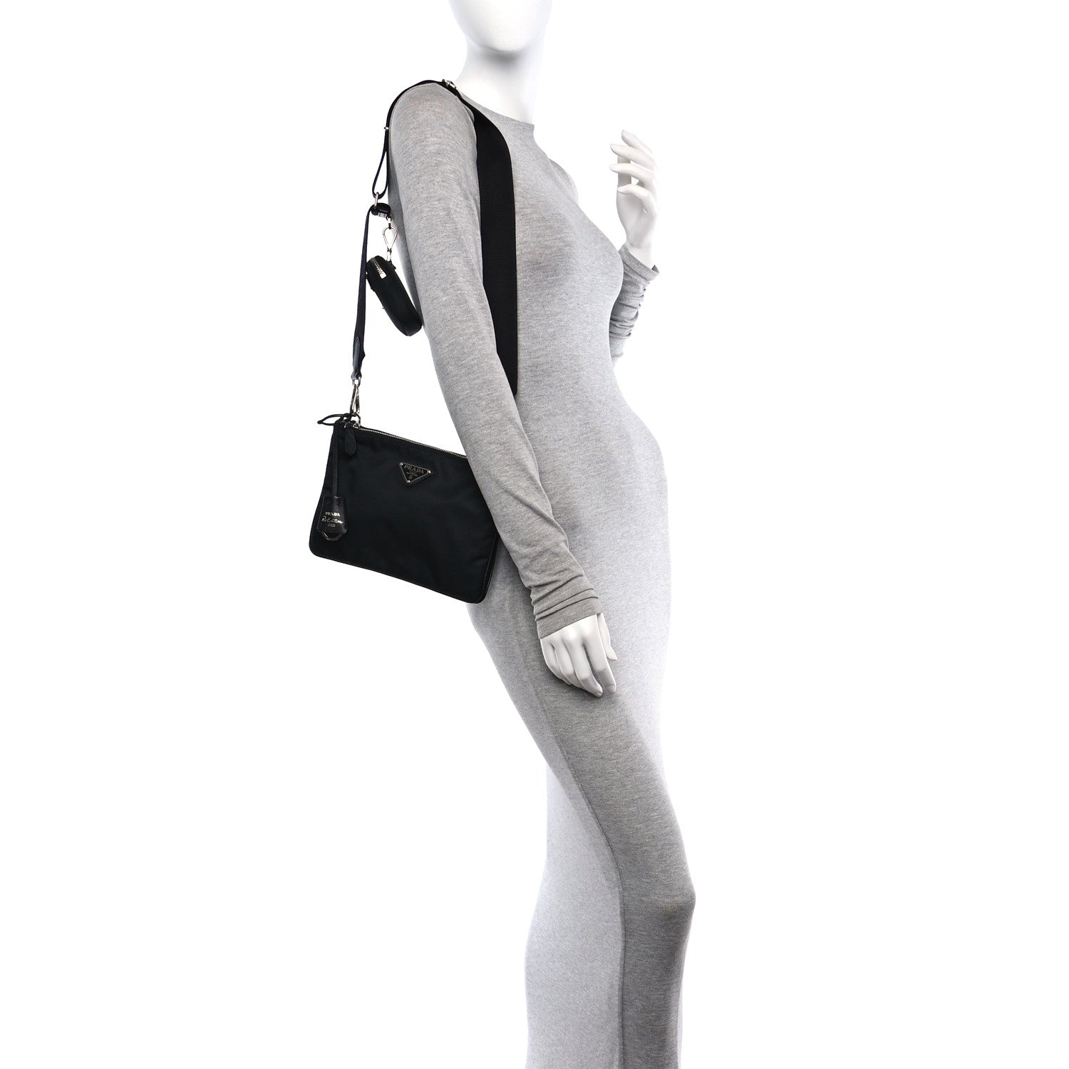 Prada Re-Nylon Saffiano Re-Edition 2000 Double Zip Crossbody Bag Black 2 of 13