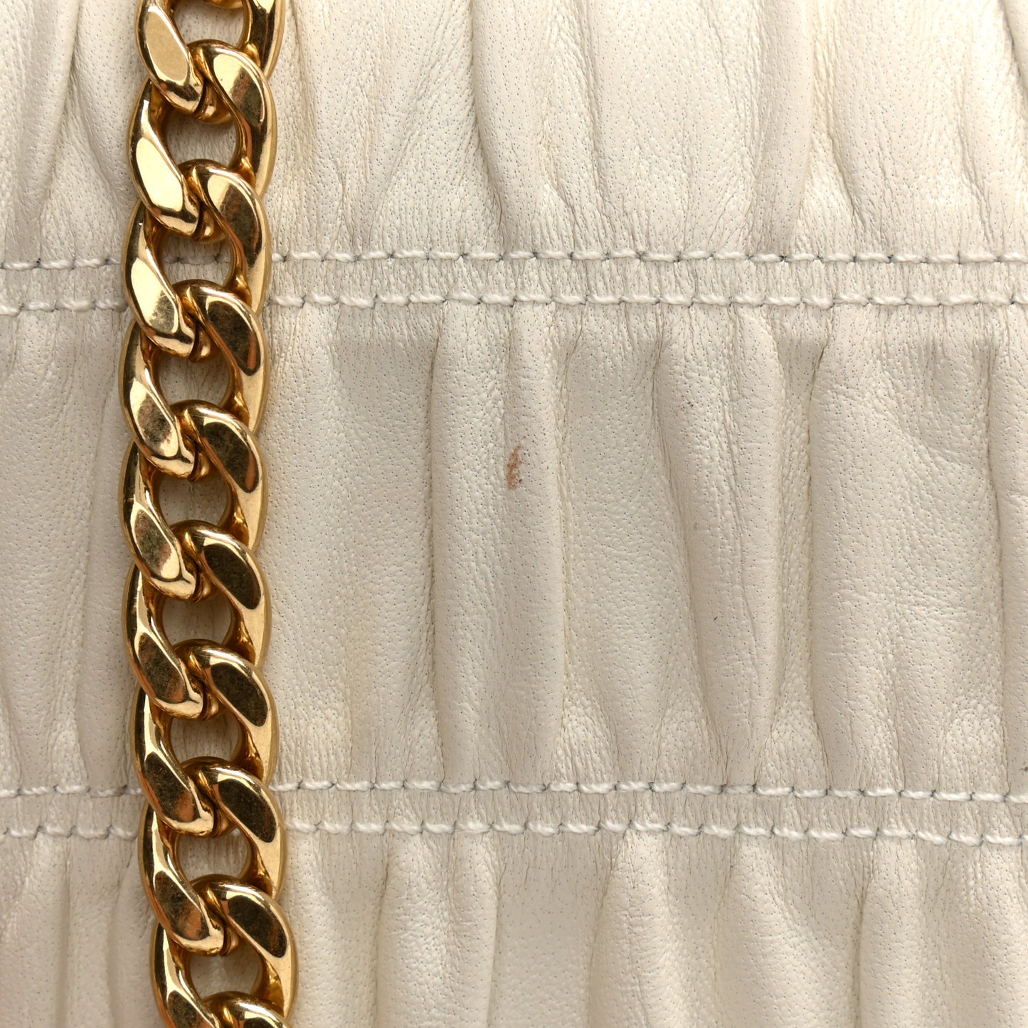 Nappa Gaufre Medium Chain Flap Shoulder Bag White