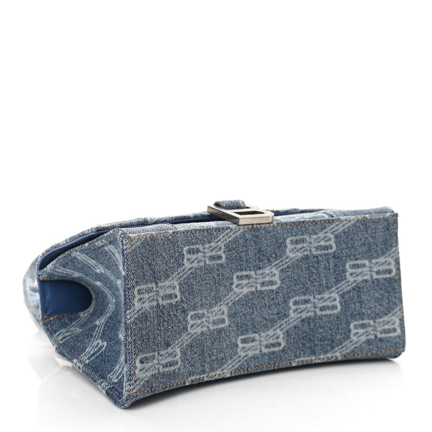 Denim BB Monogram Small Hourglass Top Handle Bag Blue