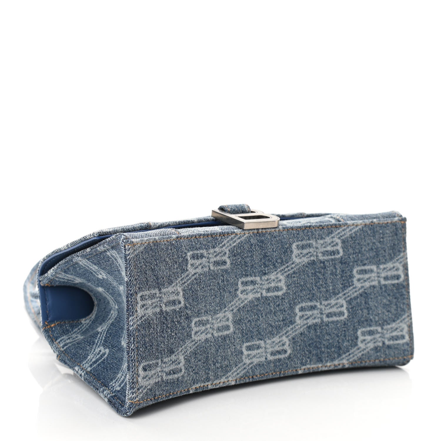 Balenciaga Denim BB Monogram Small Hourglass Top Handle Bag Blue 4 of 9