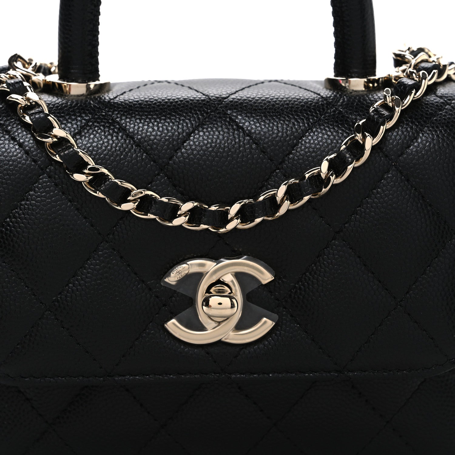 Chanel Caviar Quilted Coco Handle Clutch With Chain Black 8 of 10