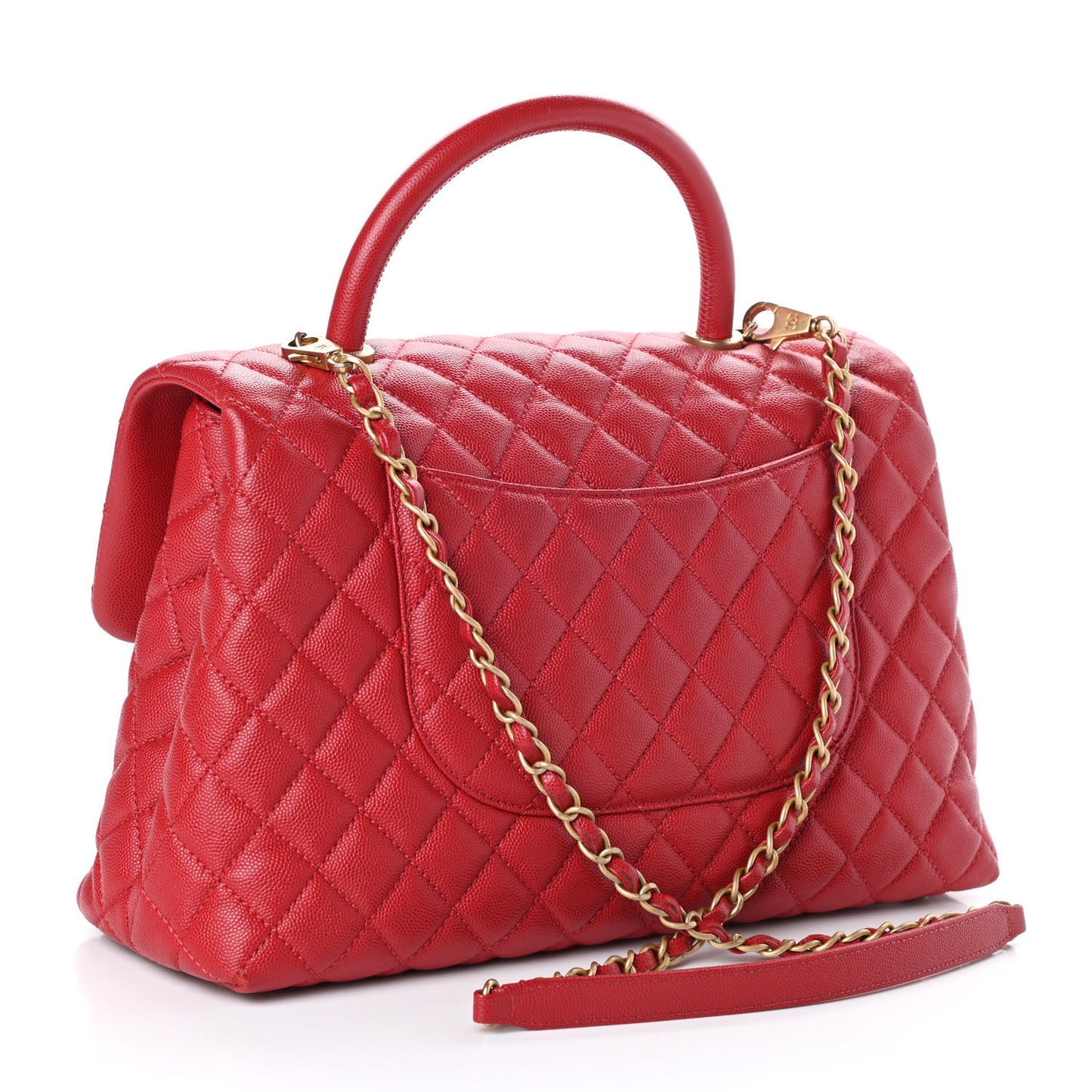 Caviar Quilted Medium Coco Handle Flap Red