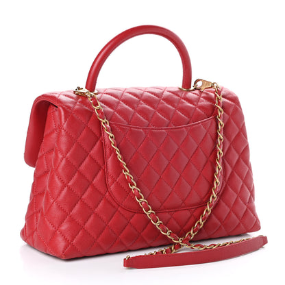 Chanel Caviar Quilted Medium Coco Handle Flap Red 3 of 10