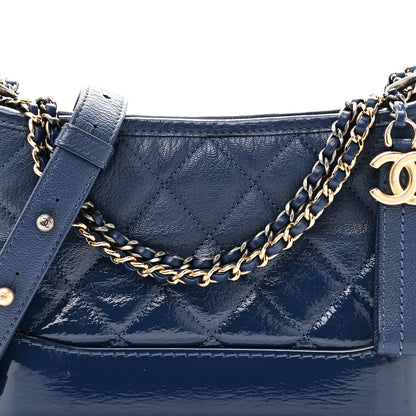 Chanel Patent Goatskin Quilted Small Gabrielle Hobo Blue 8 of 10