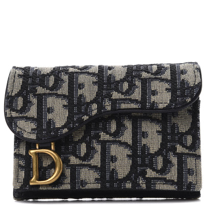 Christian Dior Oblique Saddle Card Holder Blue 1 of 8