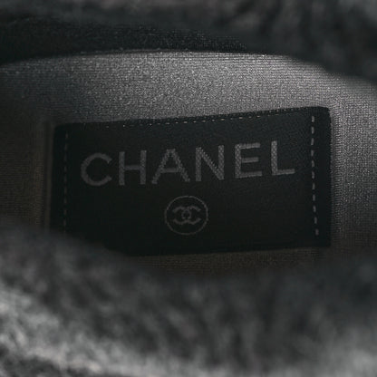 Chanel Knit Fabric Suede Calfskin Womens CC Sneakers 40.5 Grey Black 7 of 7