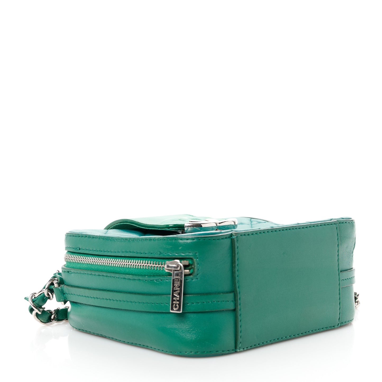 Lambskin Quilted Mini CC Box Camera Bag Green