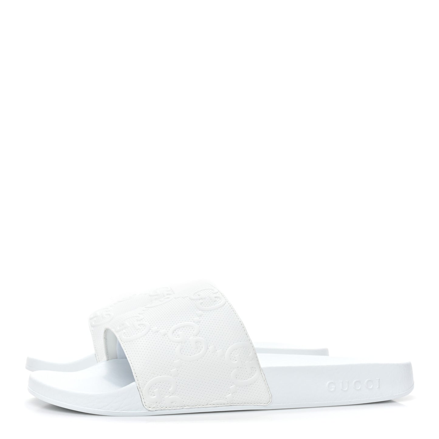 Rubber GG Monogram Mens Slide Sandals 10 White