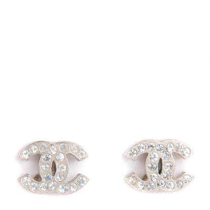Chanel Crystal Timeless CC Earrings Silver 1 of 4