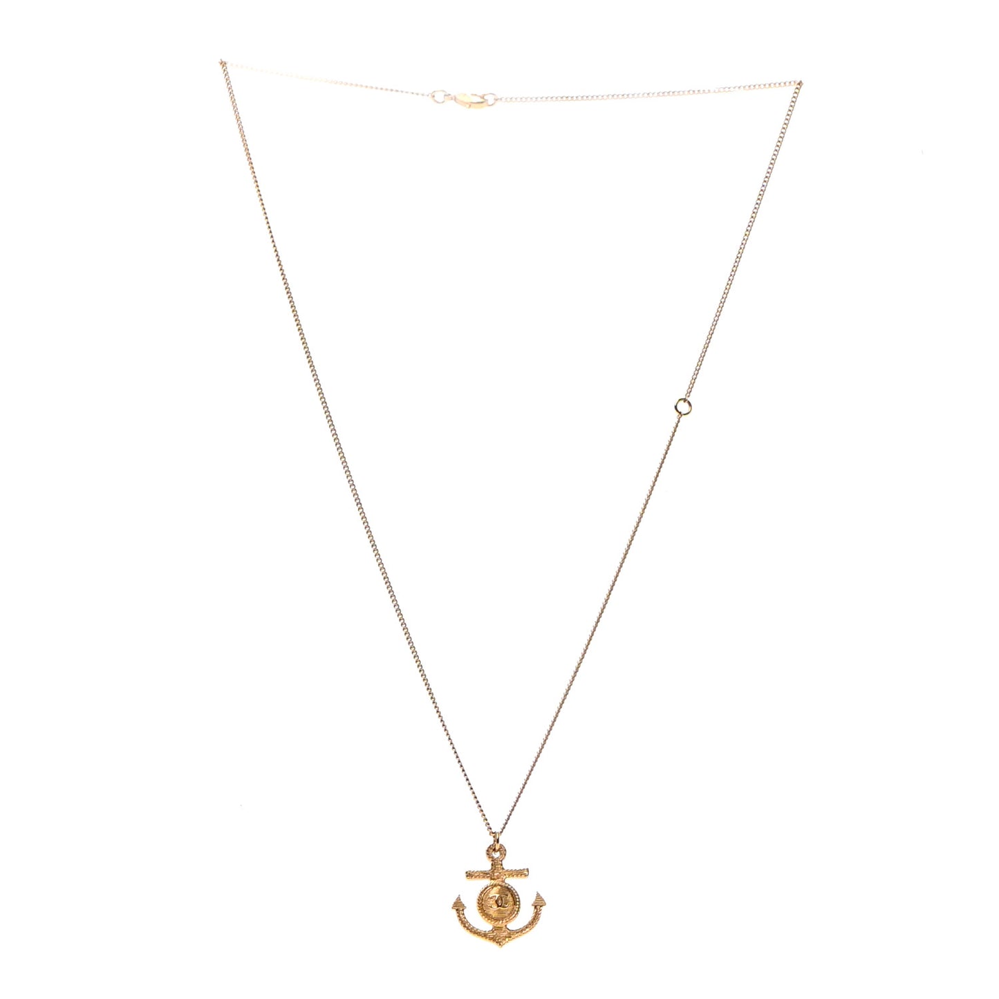 Anchor CC Pendant Necklace Gold