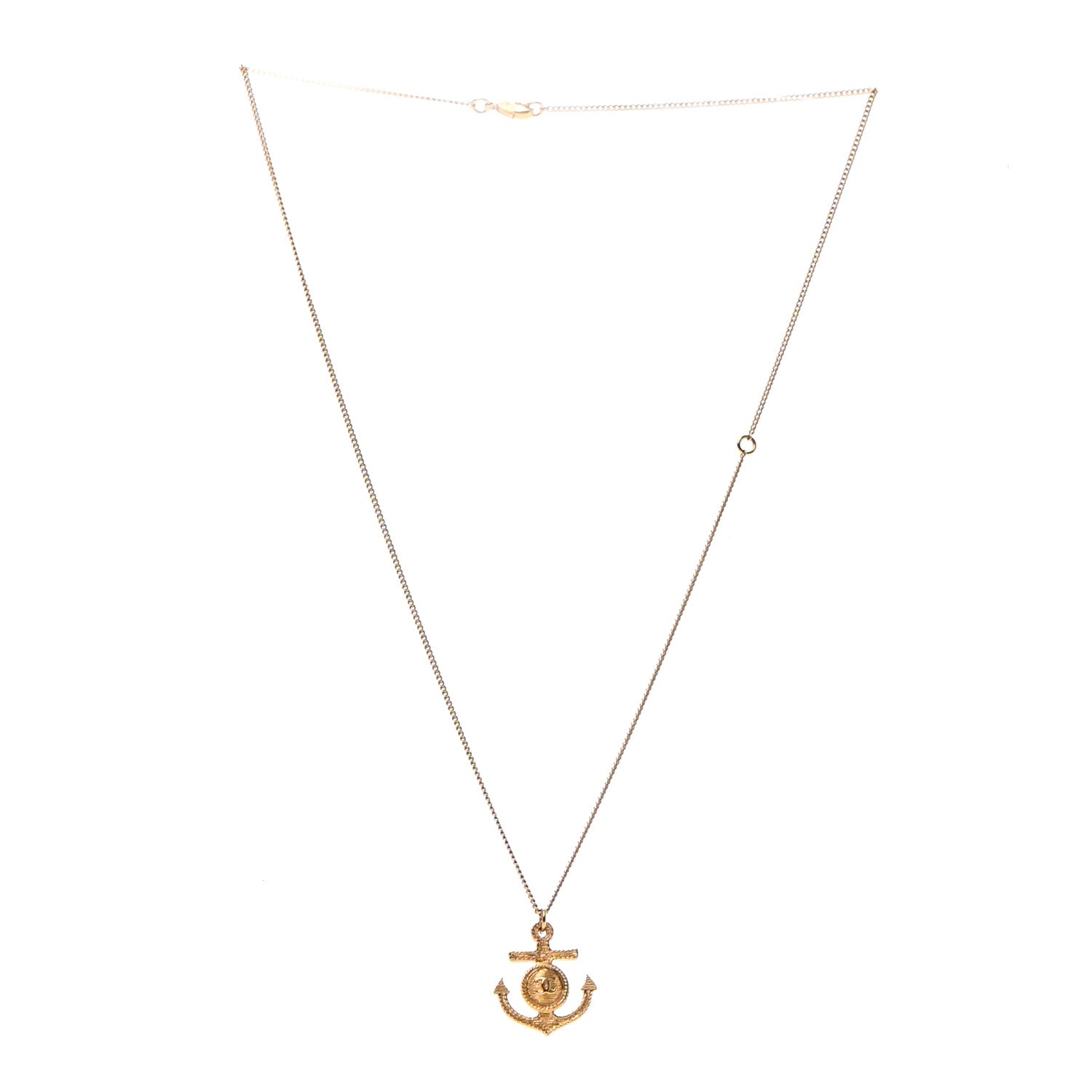 Chanel Anchor CC Pendant Necklace Gold 3 of 4