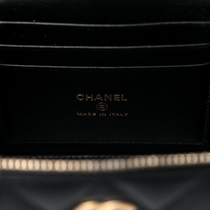 Chanel Lambskin Quilted Metal Small Top Handle Vanity Case With Chain Black 6 of 11
