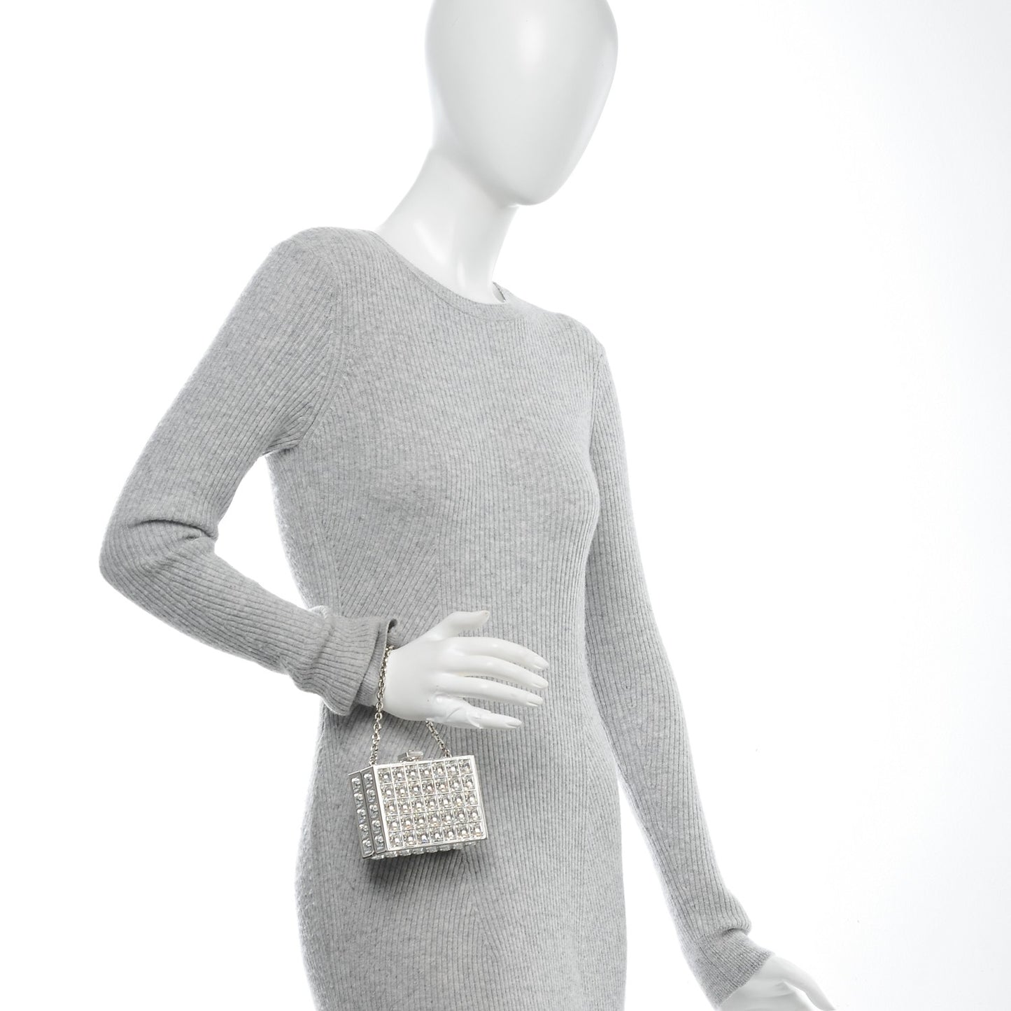 Crystal Box Clutch Silver