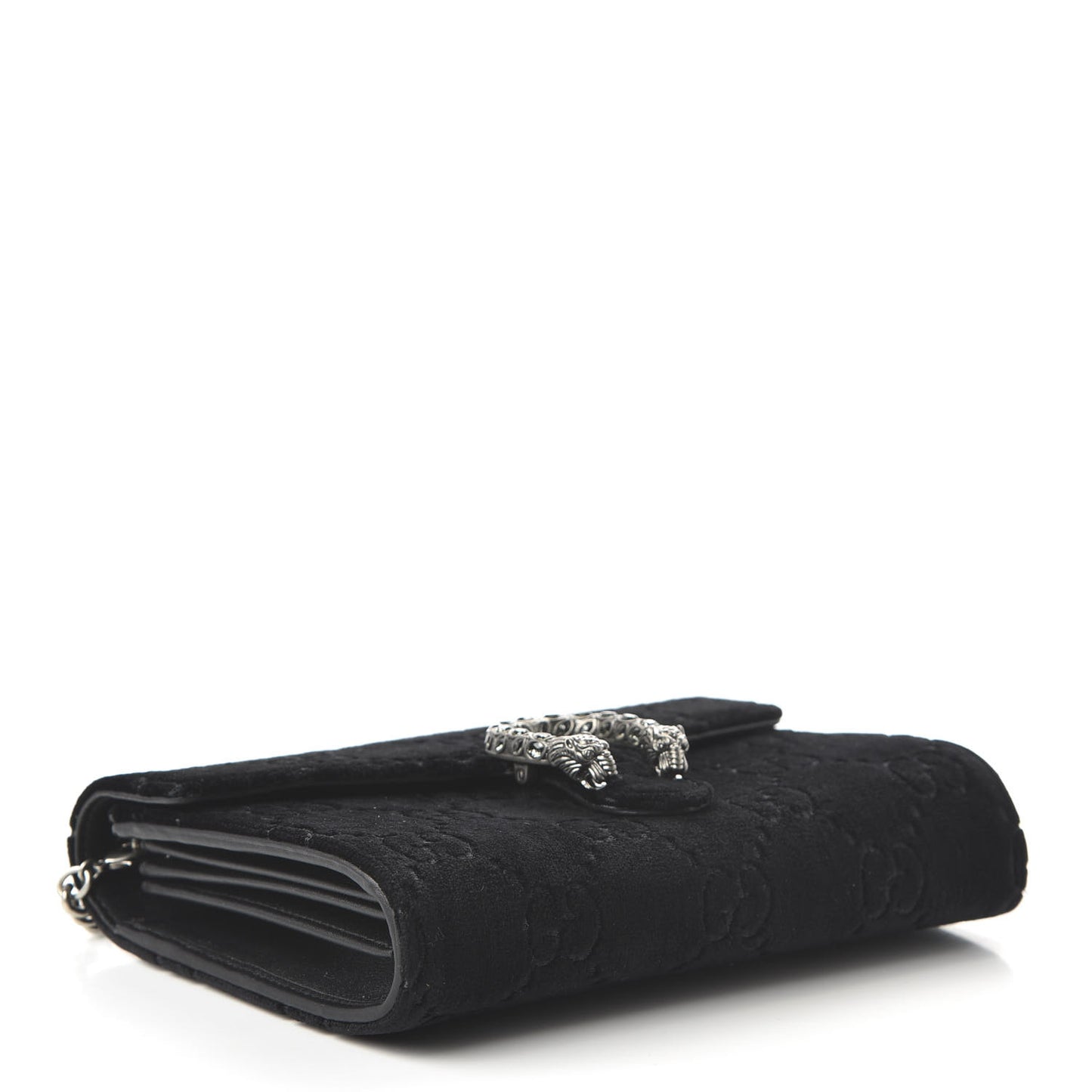 Velvet GG Monogram Mini Dionysus Chain Wallet Black