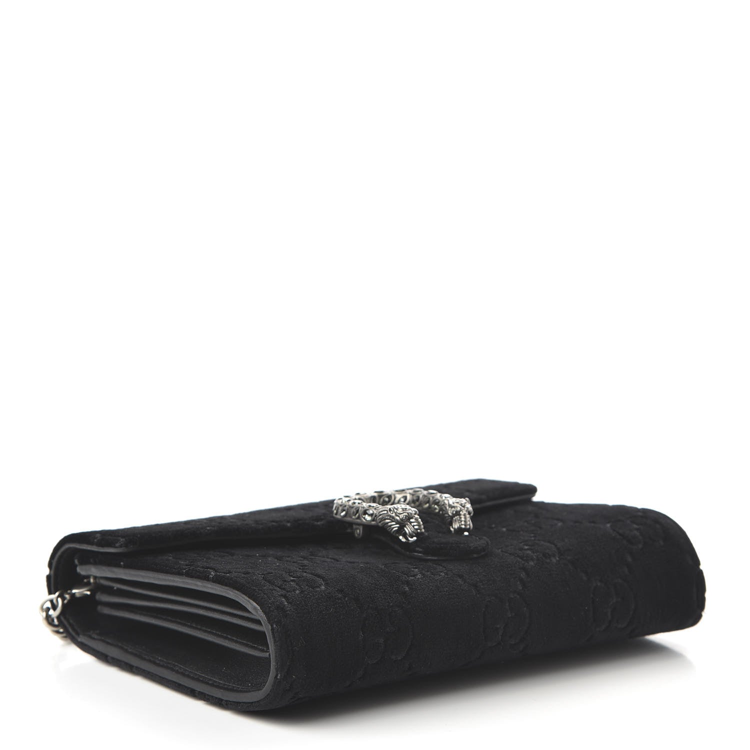 Gucci Velvet GG Monogram Mini Dionysus Chain Wallet Black 4 of 9