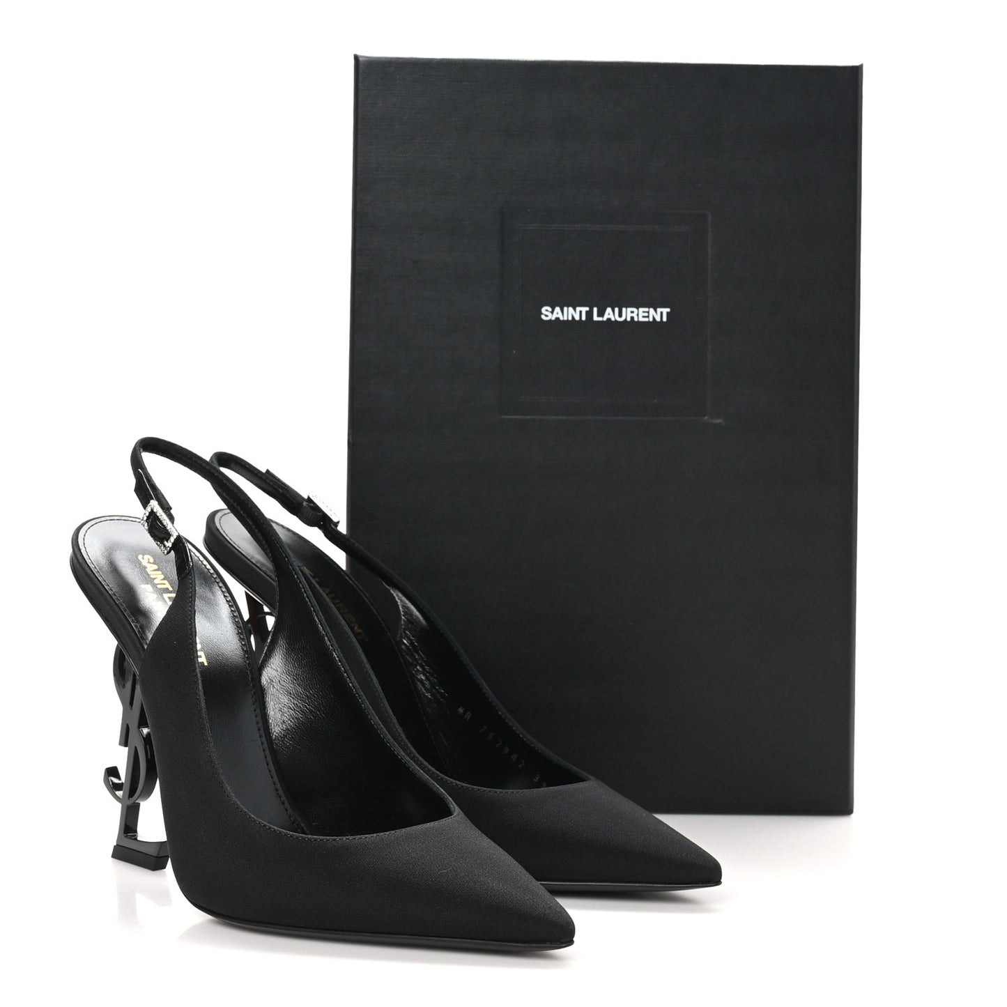 Crepe Satin Crystal Opyum 110 Slingback Pump 39.5 Black