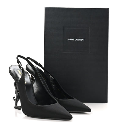Saint Laurent Crepe Satin Crystal Opyum 110 Slingback Pump 39.5 Black 9 of 9