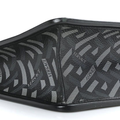 Versace Coated Canvas Large La Greca Signature Pouch Black Grey 7 of 8
