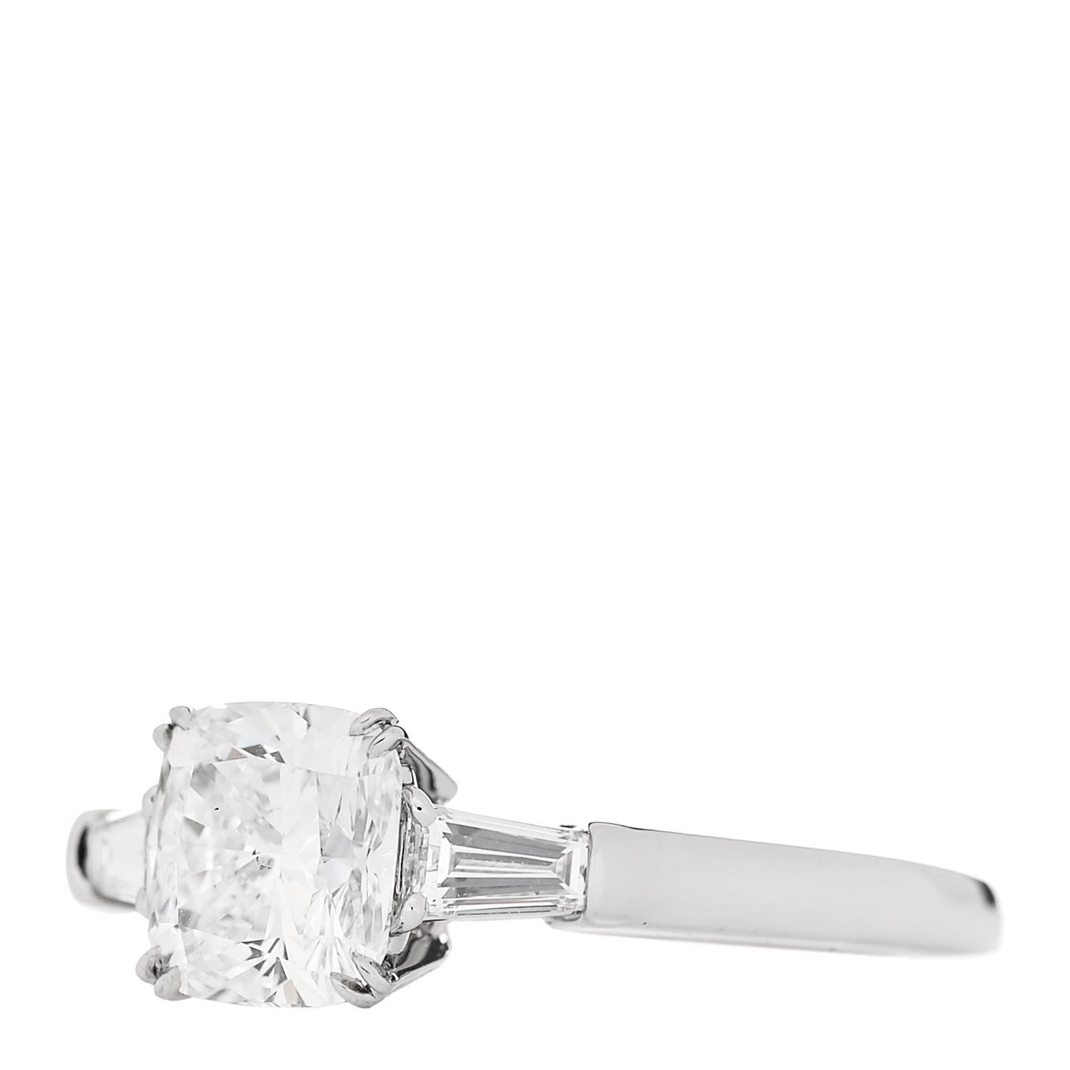 Harry Winston Platinum Diamond 1.17ct Cushion Cut Tapered Baguette Engagement Ring 50 5.25 2 of 6