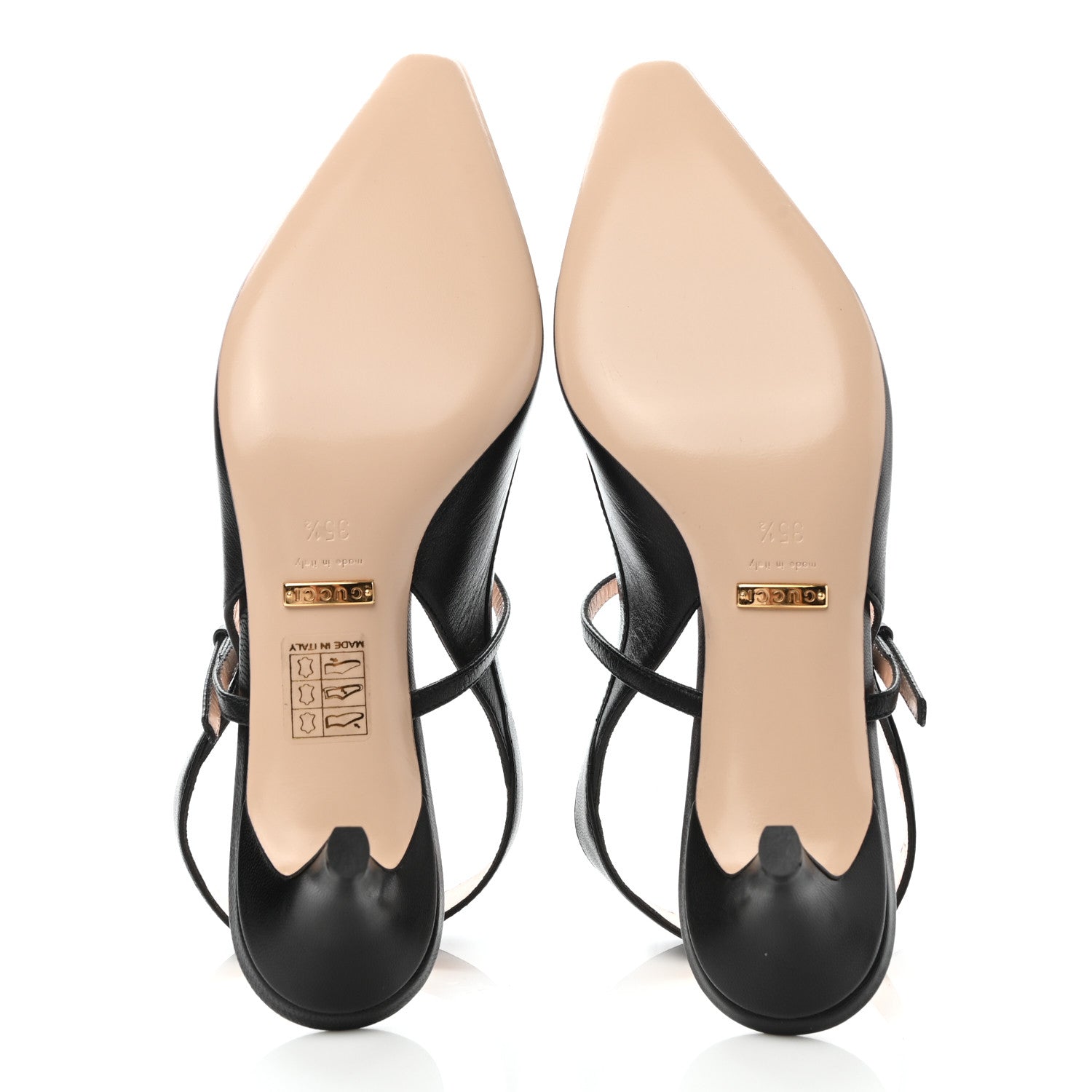 Gucci Malaga Kid Zumi Low Heel Slingback Pumps 35.5 Black 5 of 7