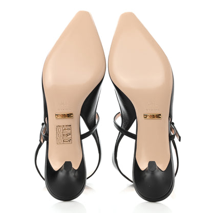 Gucci Malaga Kid Zumi Low Heel Slingback Pumps 35.5 Black 5 of 7