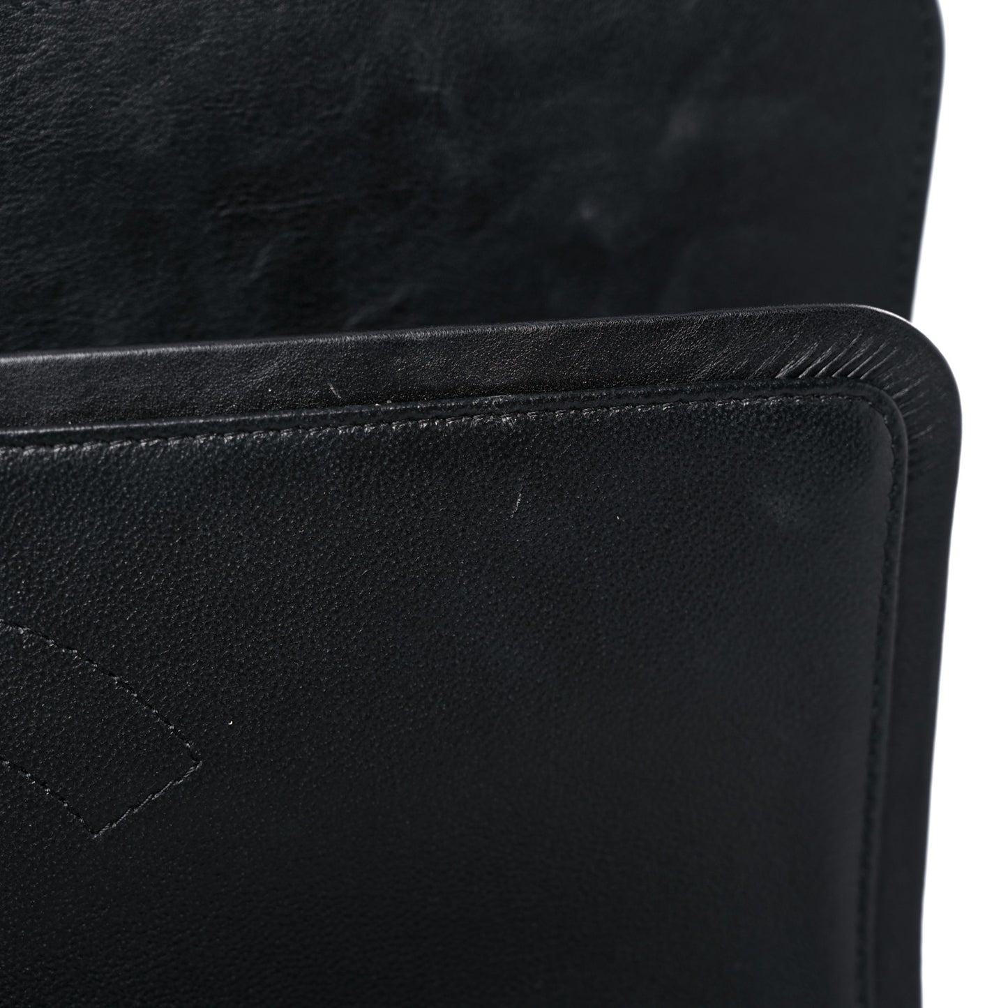 Crumpled Calfskin Quilted Jumbo Double Flap So Black