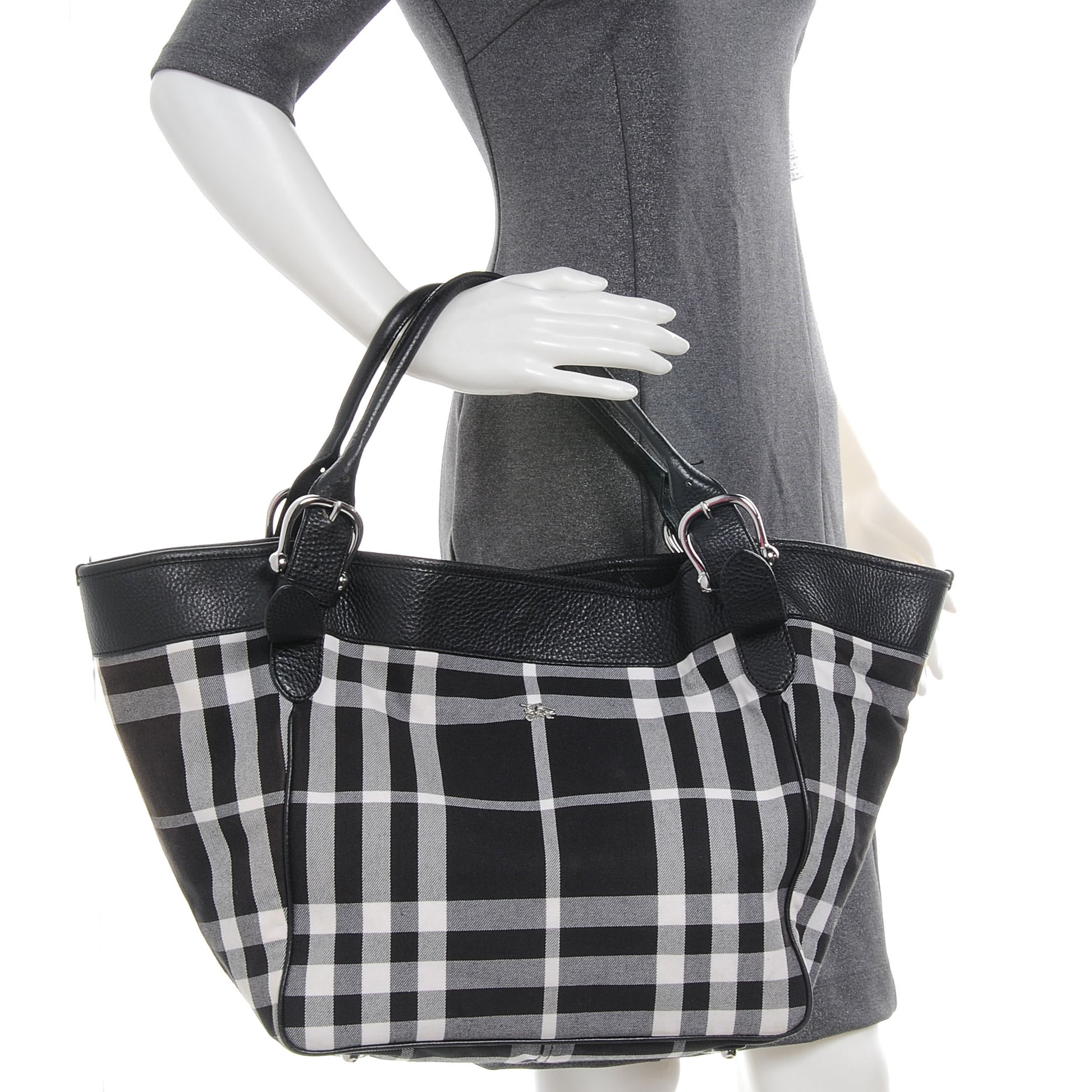 Burberry Canvas Check Tote Black 2 of 9
