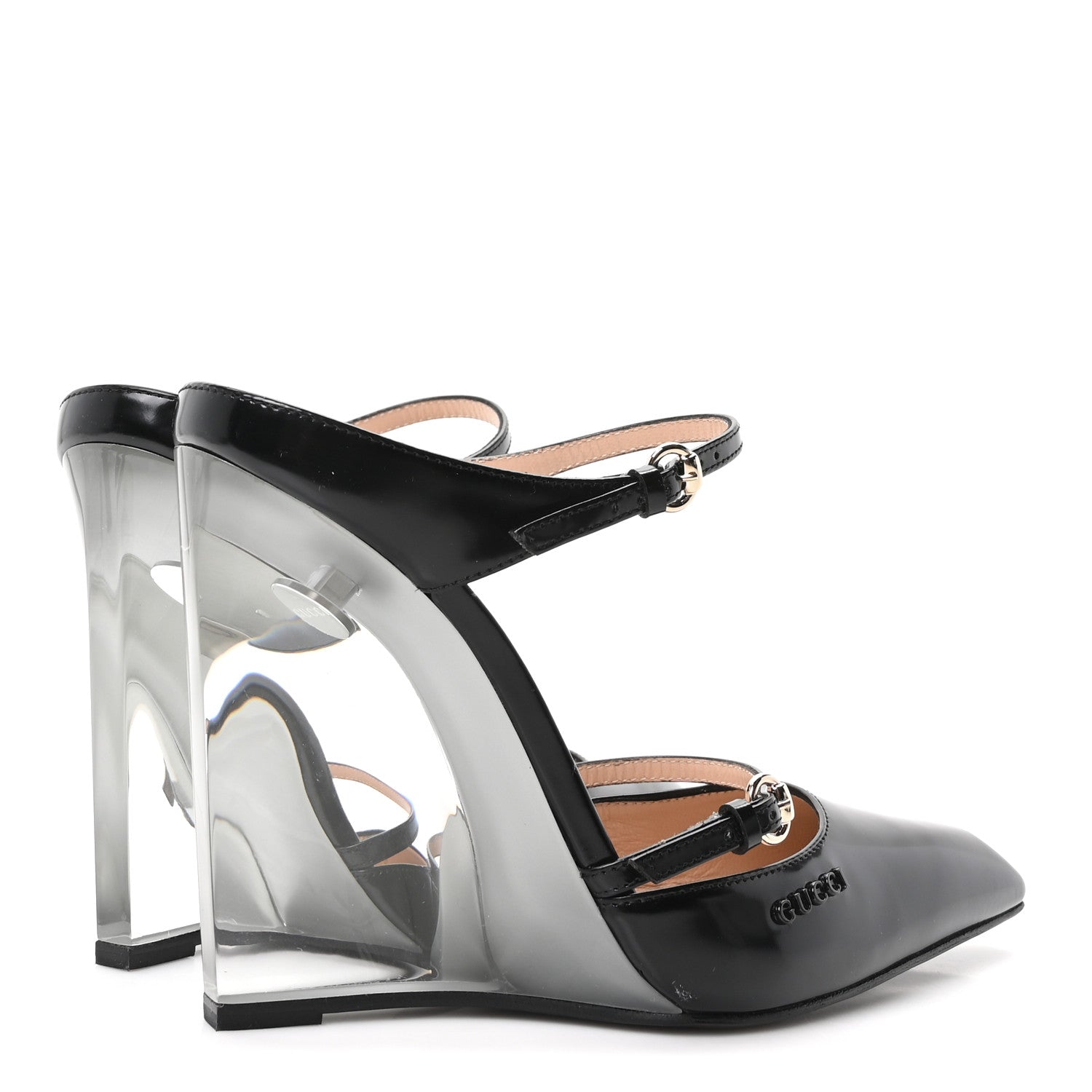 Gucci Regent Calfskin Wedge Mules 36 Black 5 of 9