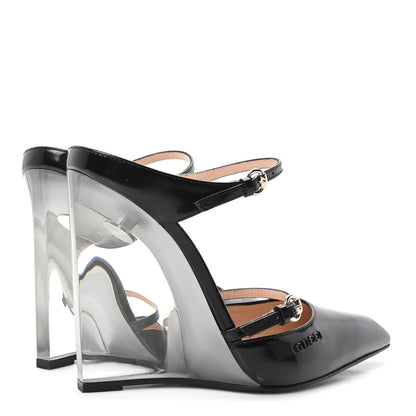 Gucci Regent Calfskin Wedge Mules 36 Black 5 of 9