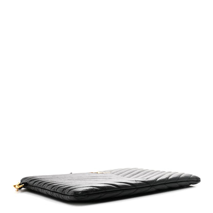 Saint Laurent Calfskin Matelasse Monogram Cassandre Tablet Pouch Black 4 of 7