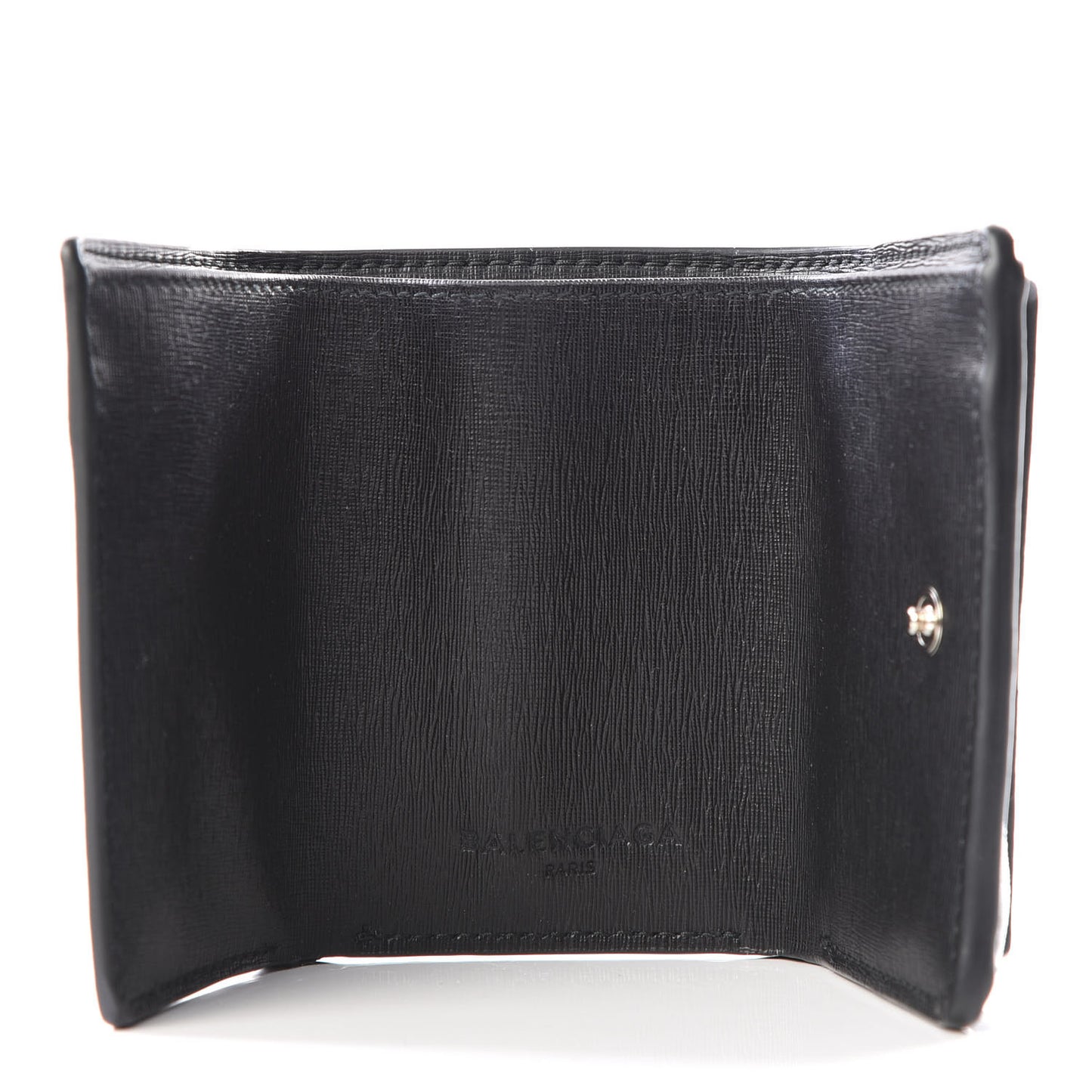 Striped Calfskin Logo Mini Wallet Black