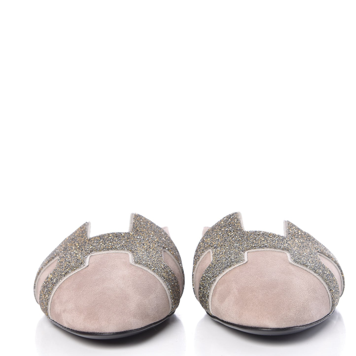 Suede Goatskin Crystal Roxane Mules 40 Champagne Rose Grey