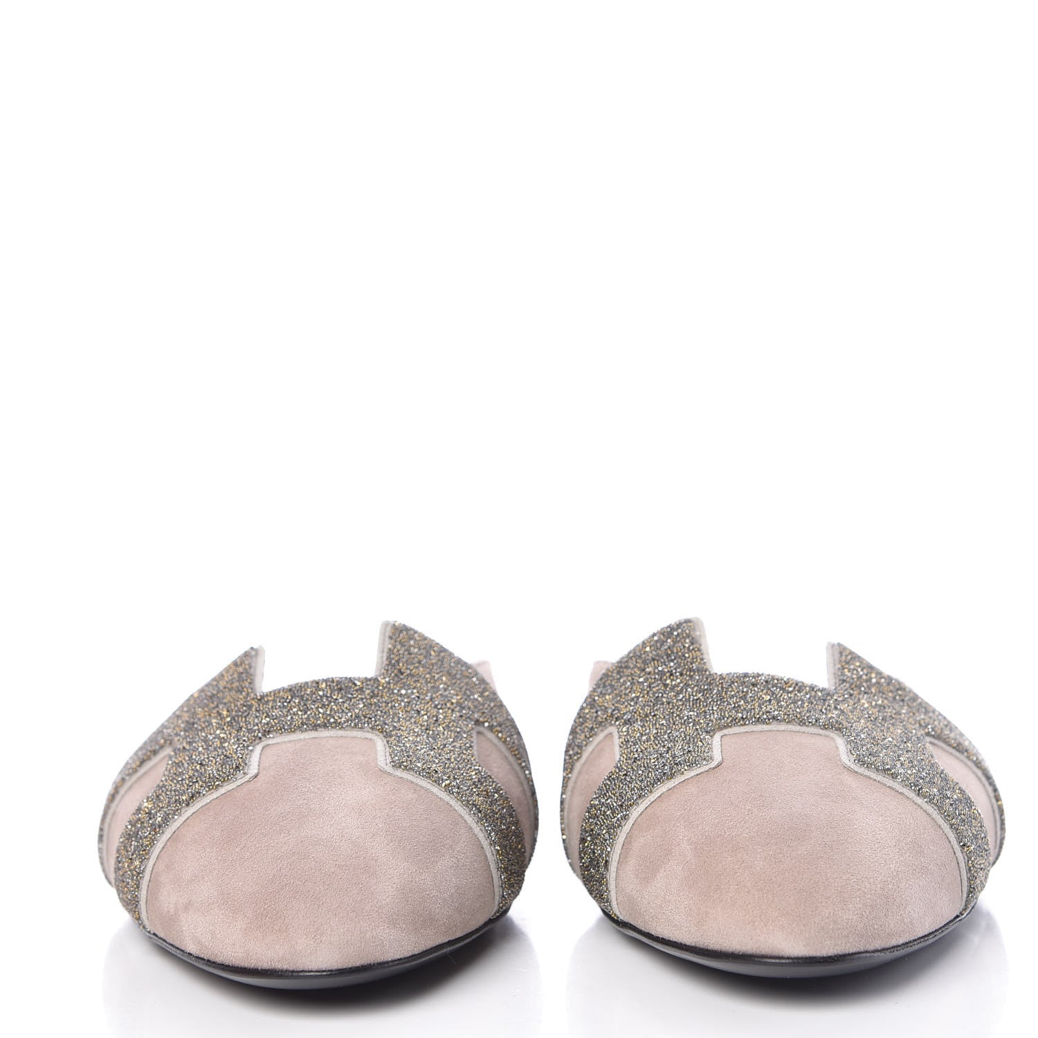 Hermes Suede Goatskin Crystal Roxane Mules 40 Champagne Rose Grey 2 of 9