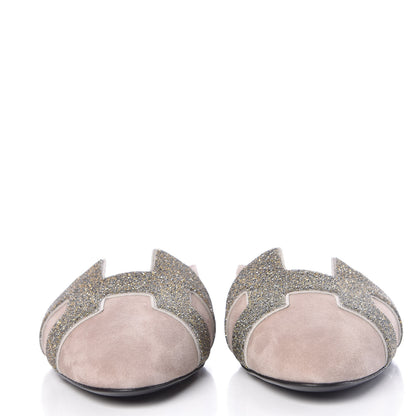 Hermes Suede Goatskin Crystal Roxane Mules 40 Champagne Rose Grey 2 of 9