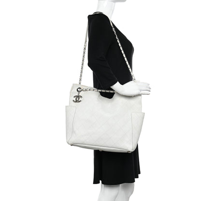 Chanel Caviar Stitched CC Pocket Tote White 2 of 13