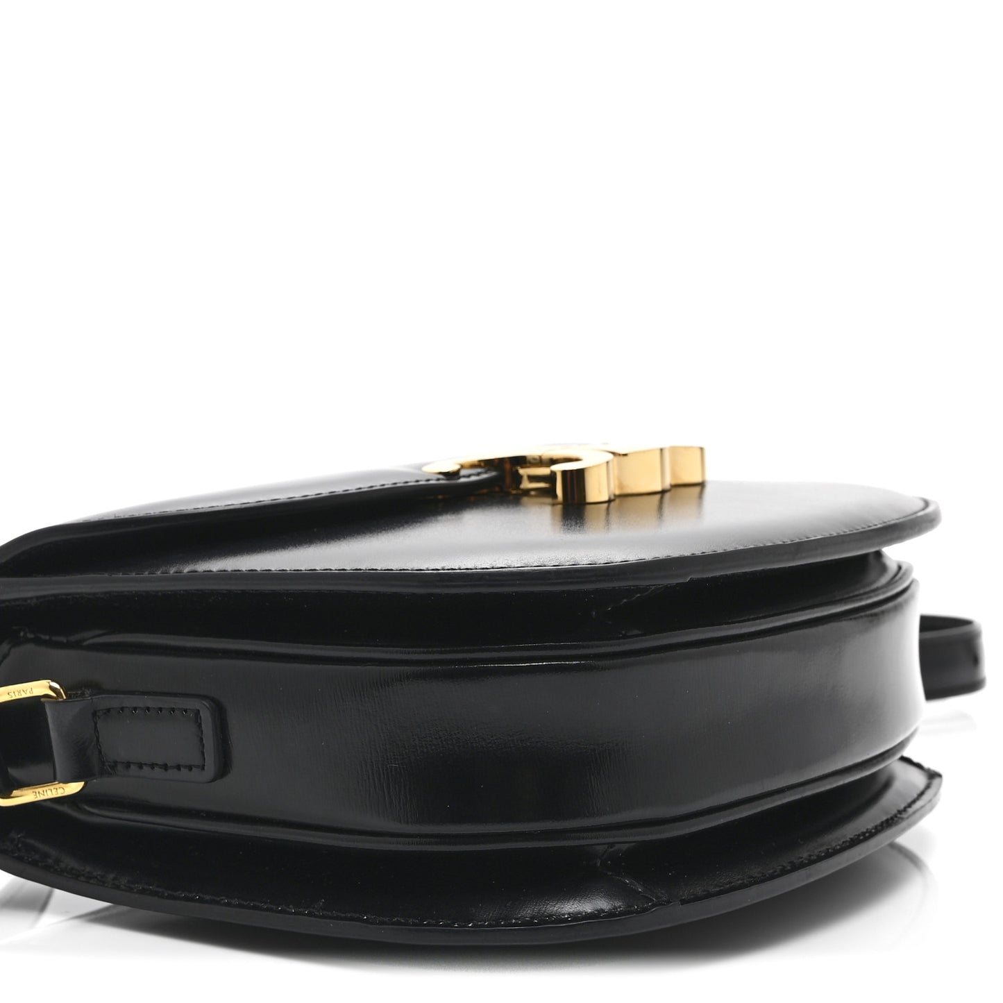 Shiny Calfskin Besace Clea Triomphe Black
