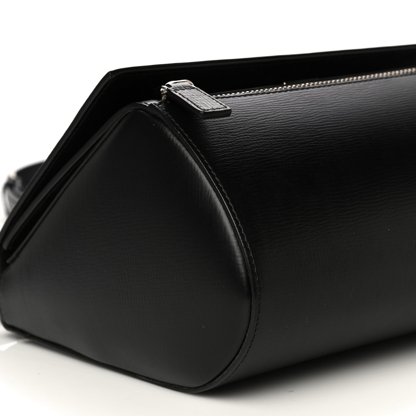 Textured Calfskin Medium Pandora Box Crossbody Bag Black