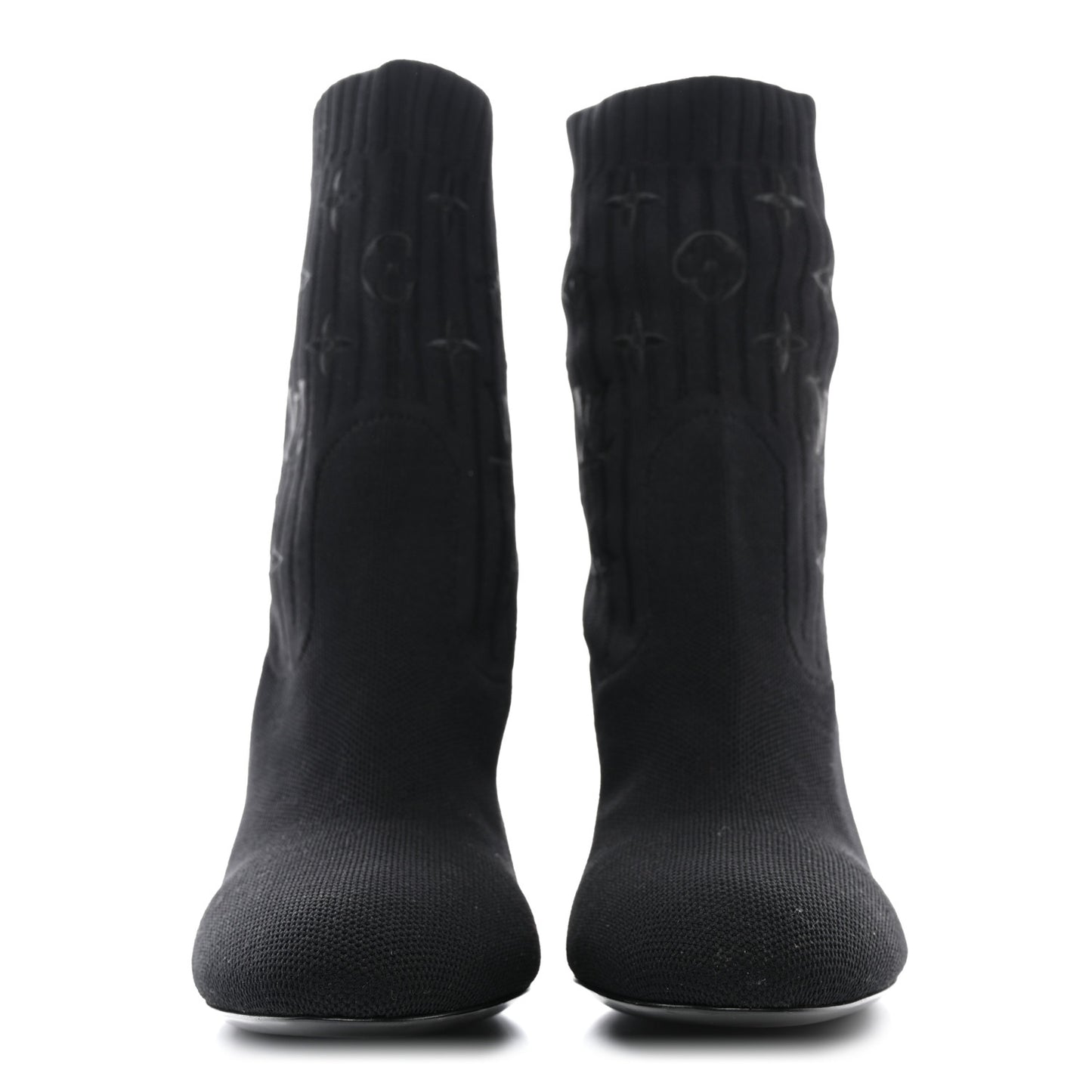 Monogram Stretch Fabric Silhouette Ankle Boots 38 Black