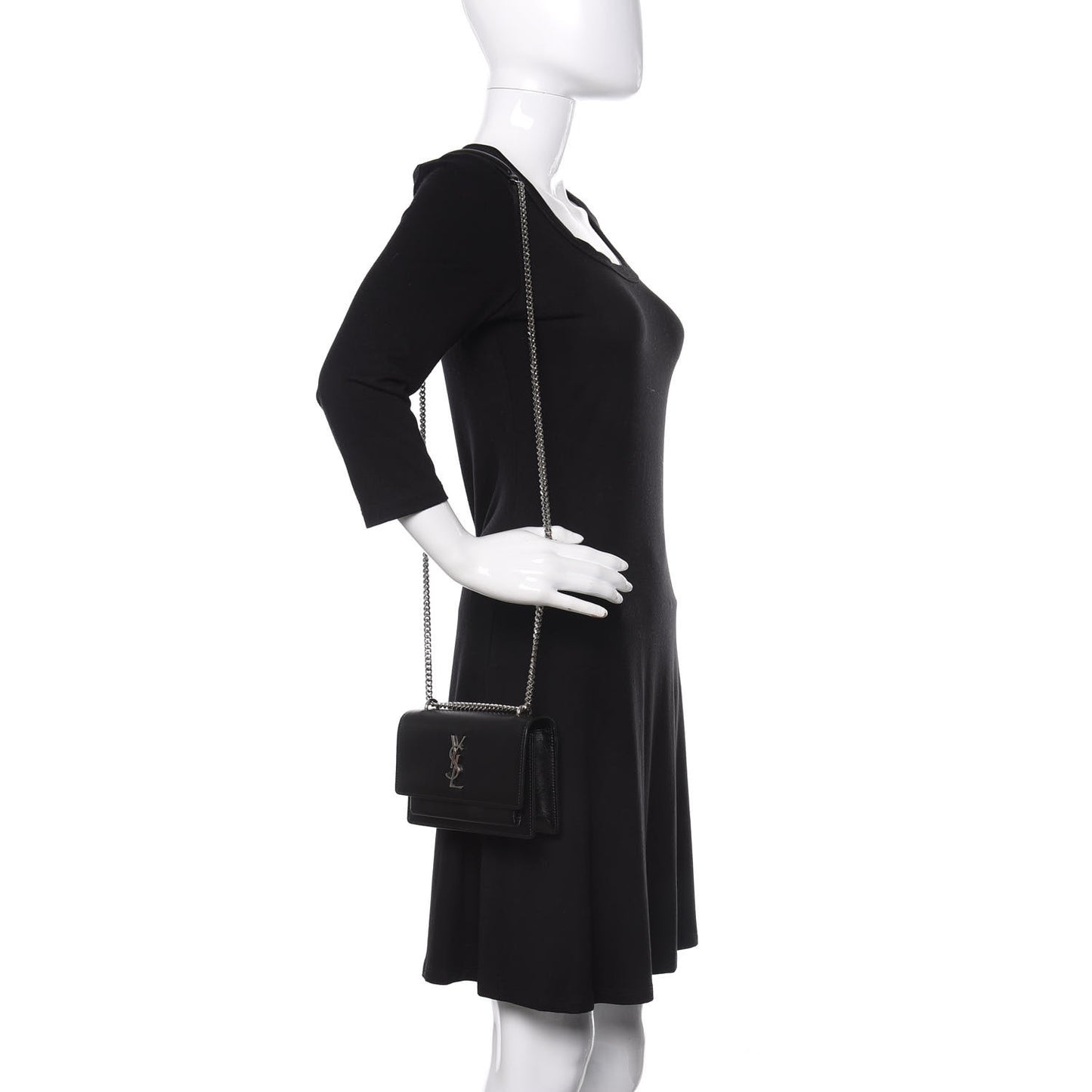 Calfskin Monogram Sunset Chain Wallet Black