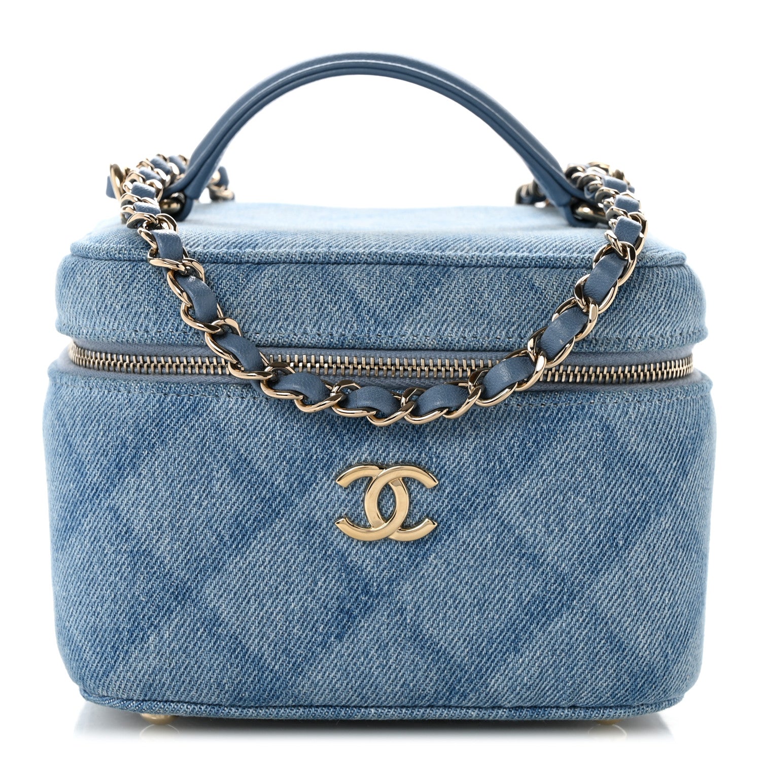 Chanel Denim Quilted Small CC Vanity Case Blue 1 of 12