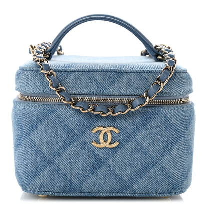 Chanel Denim Quilted Small CC Vanity Case Blue 1 of 12
