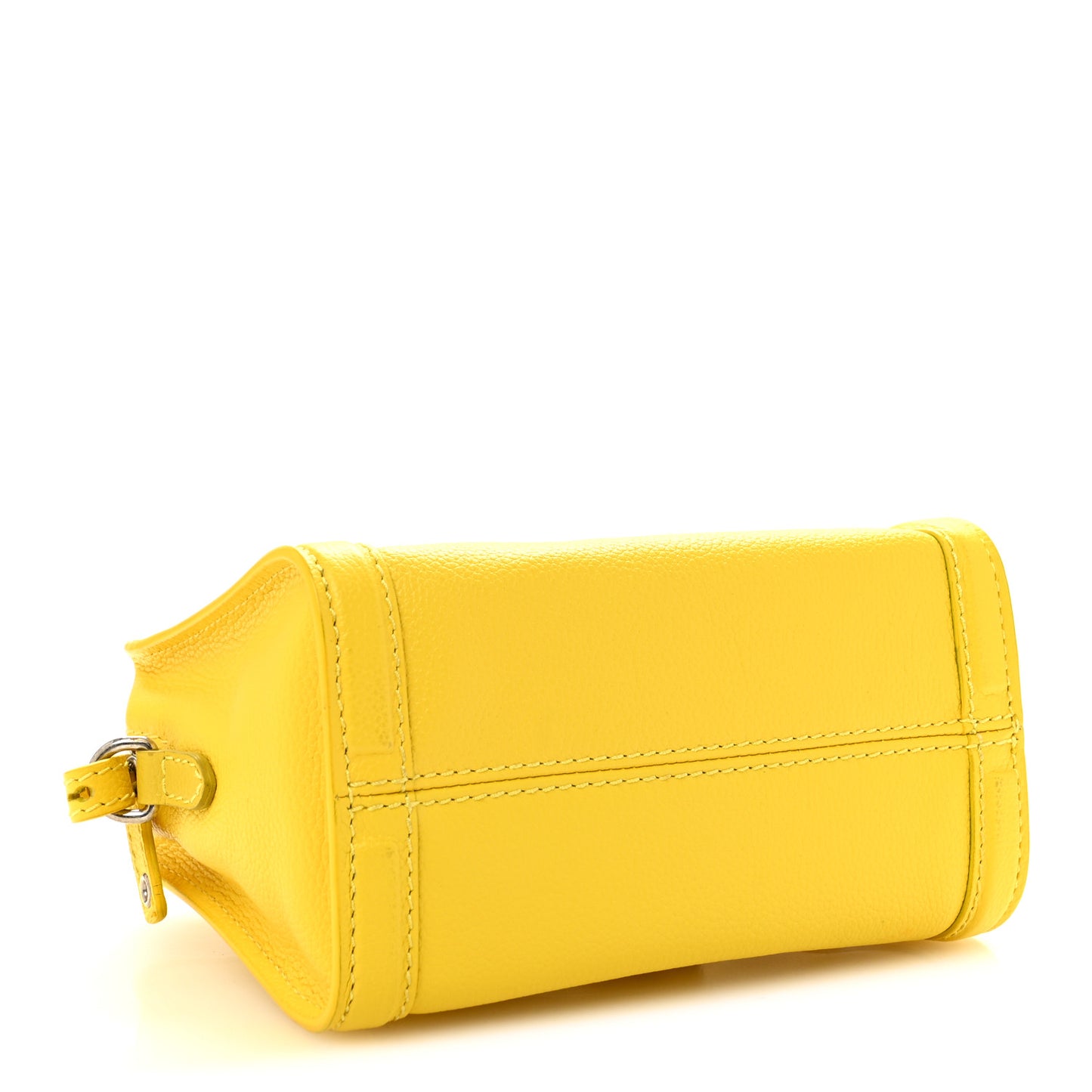 Pebbled Calfskin Mini Skull Padlock Zip Around Tote Imperial Yellow